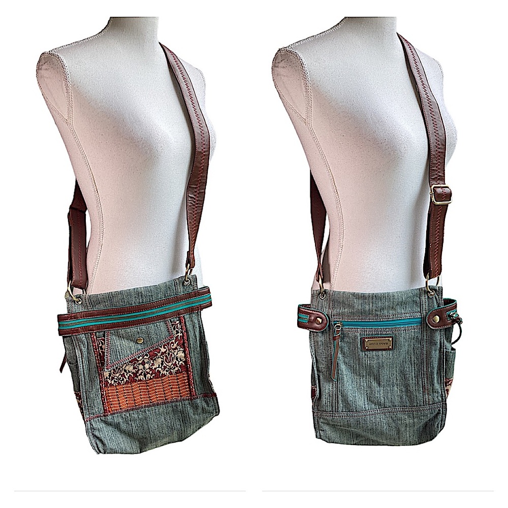 Anna Nova Australia Denim & Vegan Leather Crossbody Bag. AC